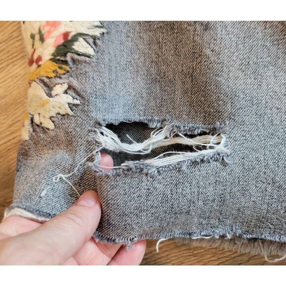 Abercrombie denim distressed mini skirt jean 31" waist gray & floral boho New - Picture 4 of 6